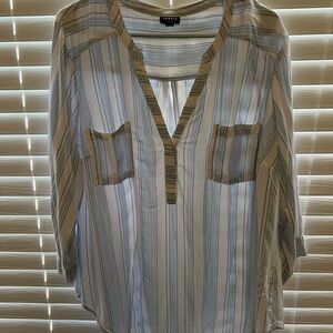 Torrid Women's Striped Blouse - Blue and White